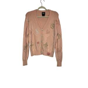 Wicked Glinda button front cardigan sweater embroidered size medium